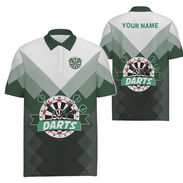 Heren Poloshirt met Groene Gradient en Geometrisch Dartsdesign N552