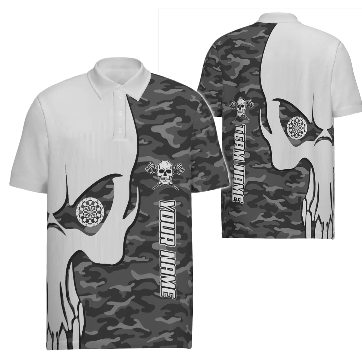 Heren Darts Polo met Skulls en Camouflage M636