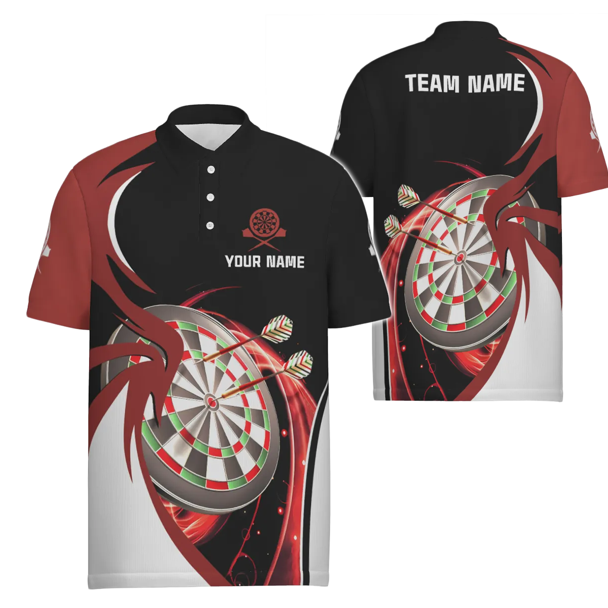 Persoonlijke Rode Zwarte Darts Polo voor Mannen e5637