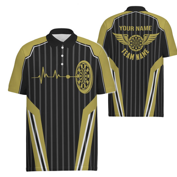 Heren Darts Poloshirt met Geel Hartslagpatroon U735