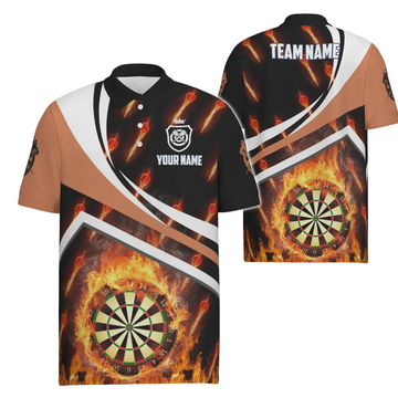 Heren Polo Shirt met Oranje Vlammen - Z875