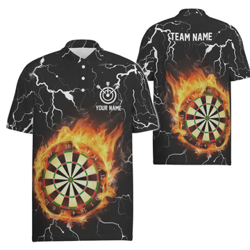 Heren Dart Polo Shirt met Vlammen, Donder en Bliksem g2754