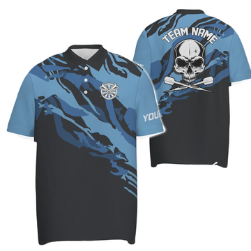 Heren Polo Shirt met Blauwe Doodskop - U315