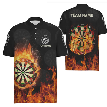 Heren Gepersonaliseerd Vlammen Darts Poloshirt USA O237