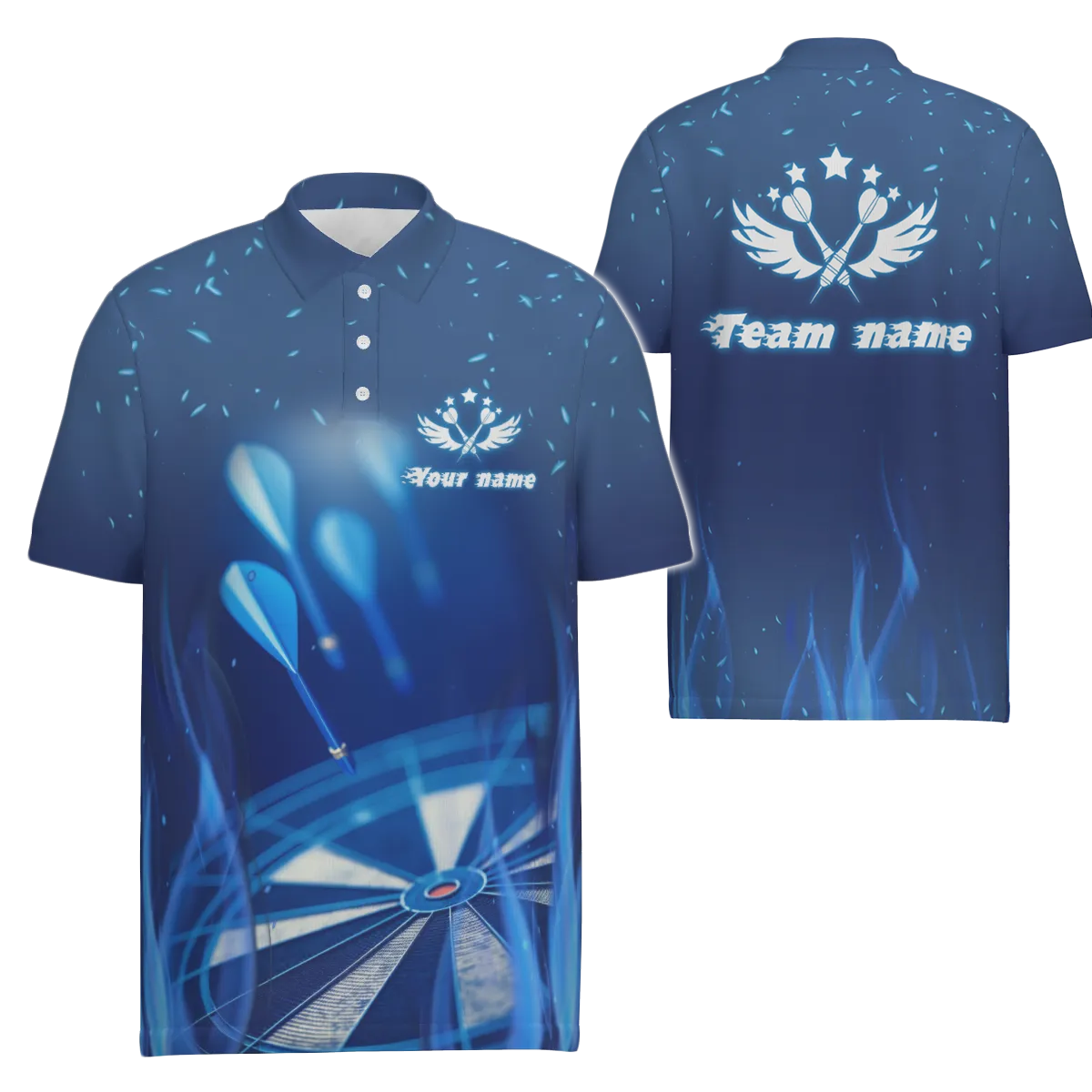 Heren Poloshirt met Blauwe Vlam Ster Darts V481