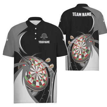 Heren Darts Polo Shirt in Grijs en Zwart e5637