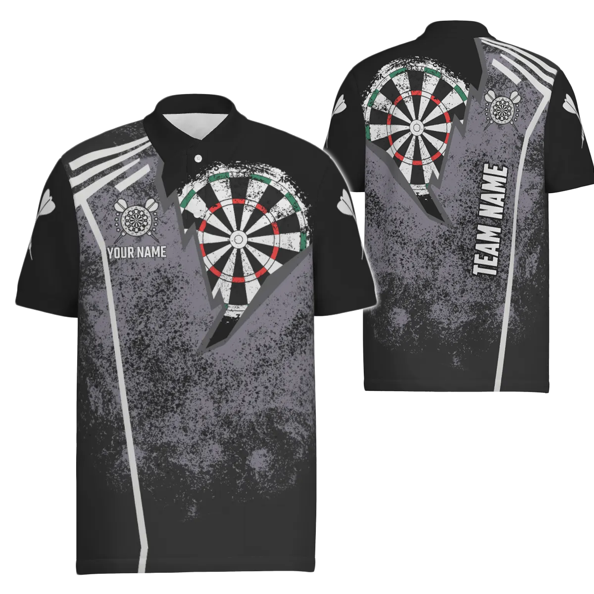 Op maat gemaakte Retro Grunge Darts Polo Shirt voor Mannen W616