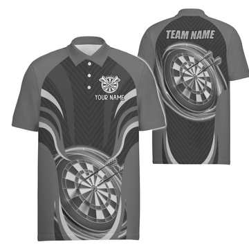 Heren Darts Poloshirt in Zwart en Grijs D675