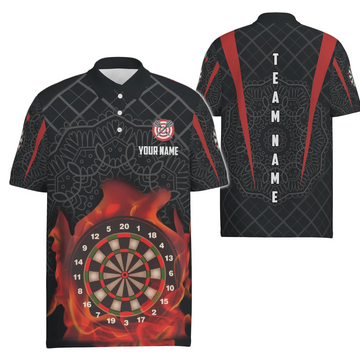 Heren Dart Polo Shirt met Keltische Vlammen y565