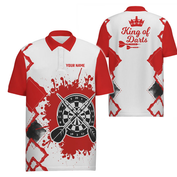 Heren Darts Polo Shirt Rood-Wit E849