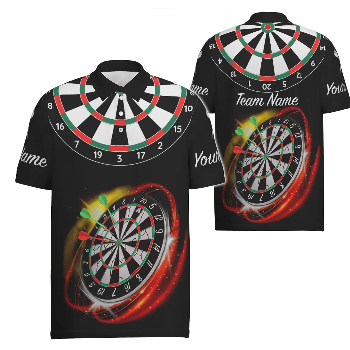 Heren Darts Polo Shirt in Rood en Zwart met Persoonlijke Naam L498
