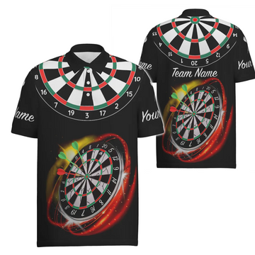 Heren Darts Polo Shirt in Rood en Zwart met Persoonlijke Naam L498