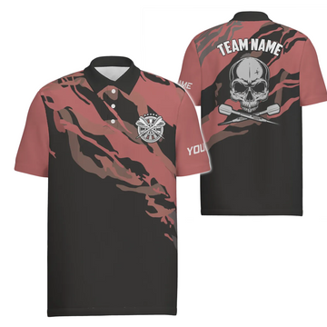 Heren Rode Darts Polo met Darts Skull C8307