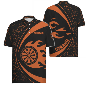 Heren Darts Poloshirt met Oranje Vlammenontwerp L775 H259