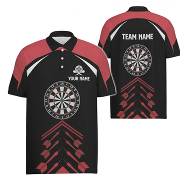 Heren Polo Shirt 'Liefde Darts' Rood en Zwart J953