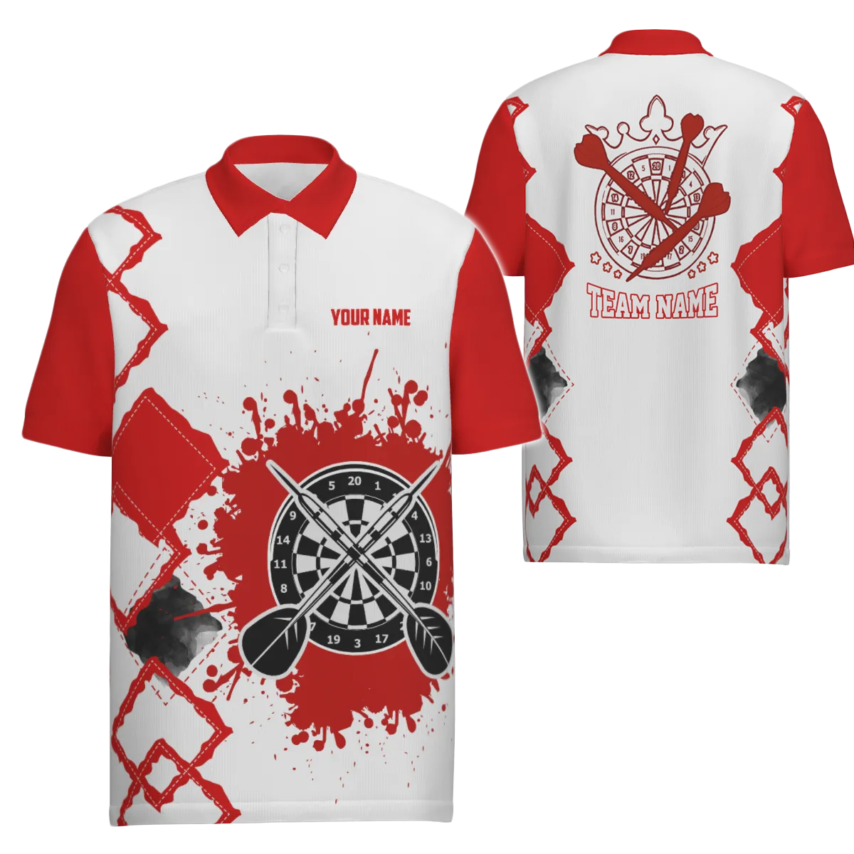 Heren Darts Polo Shirt R489 in Rood en Wit