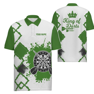 Heren Darts Polo Shirt Groen en Wit W936