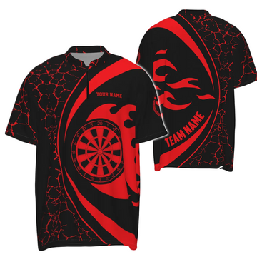 Rode Vuurvlammen Darts 1/4 Zip Shirt voor Mannen H259