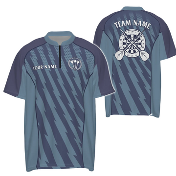 Heren Blauw Verloop Bliksem Darts 1/4 Zip Trui P8126