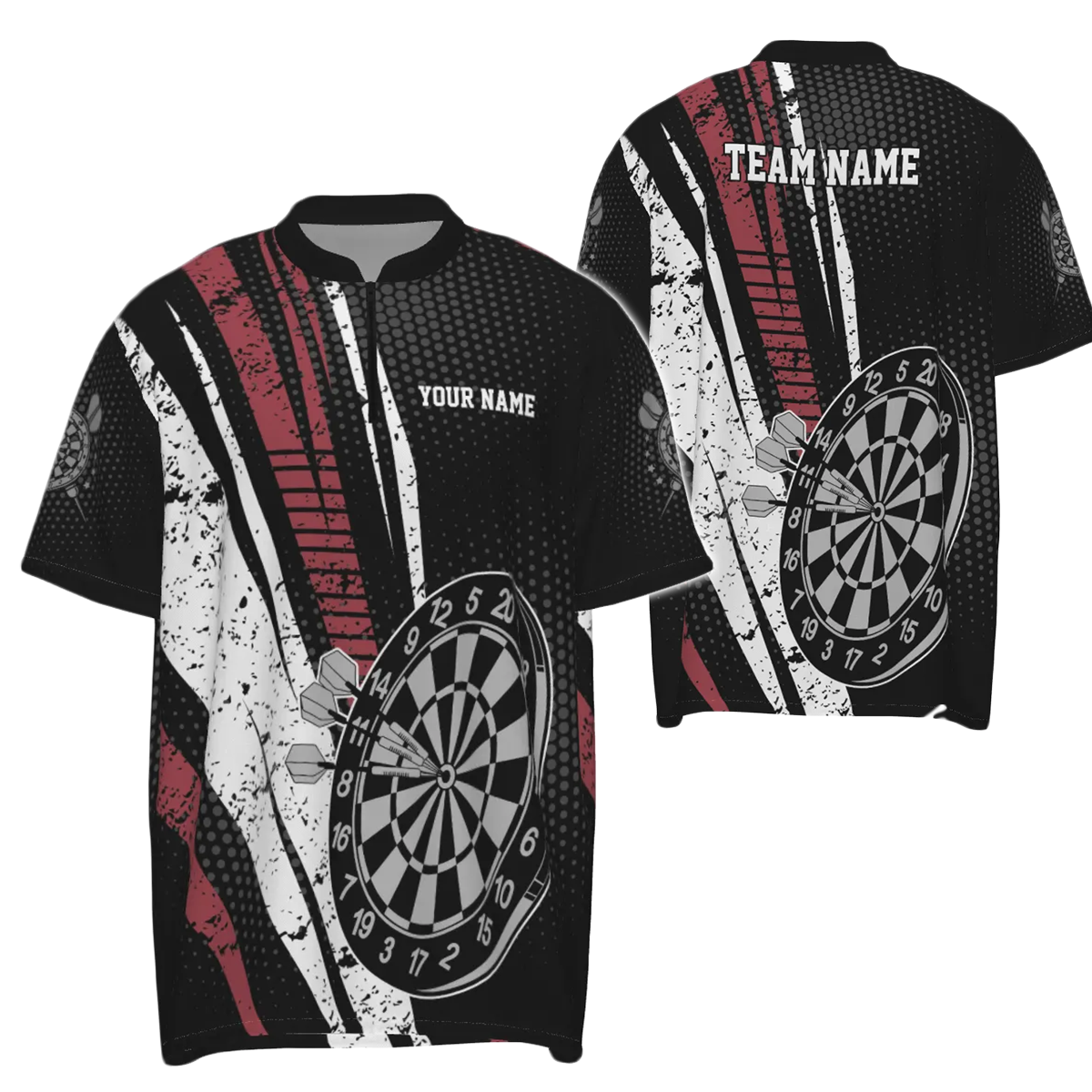 Heren Retro Geometrische Darts 1/4 Zip Shirt LD O275