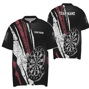 Heren Retro Geometrische Darts 1/4 Zip Shirt LD O275
