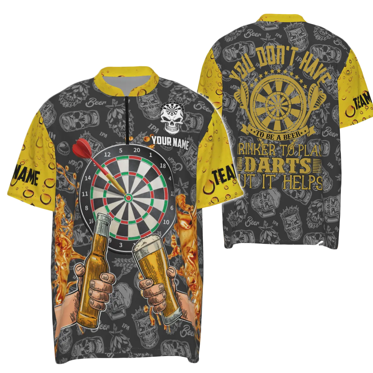 Grappige Bier Darts Heren 1/4 Zip Trui Y8221