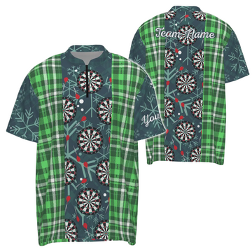 Heren Kerst Darts Flanellen Ruit Groen 1/4 Zip Trui V292