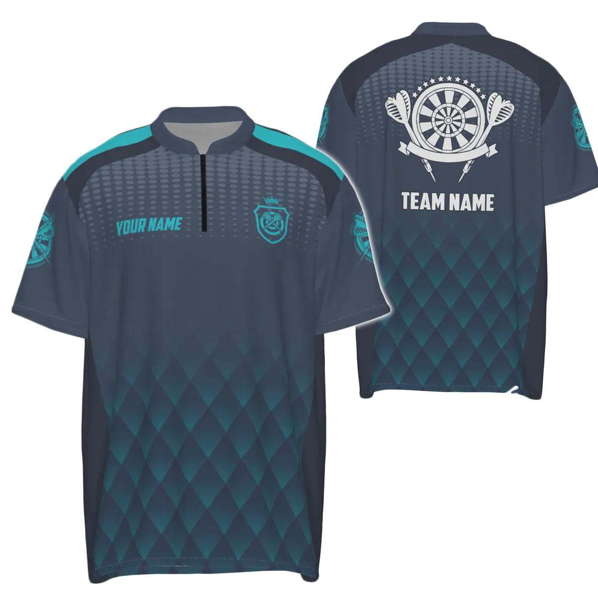 Heren Darts Poloshirt met Geometrisch Blauw Navy M237