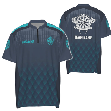 Heren Darts Poloshirt met Geometrisch Blauw Navy M237