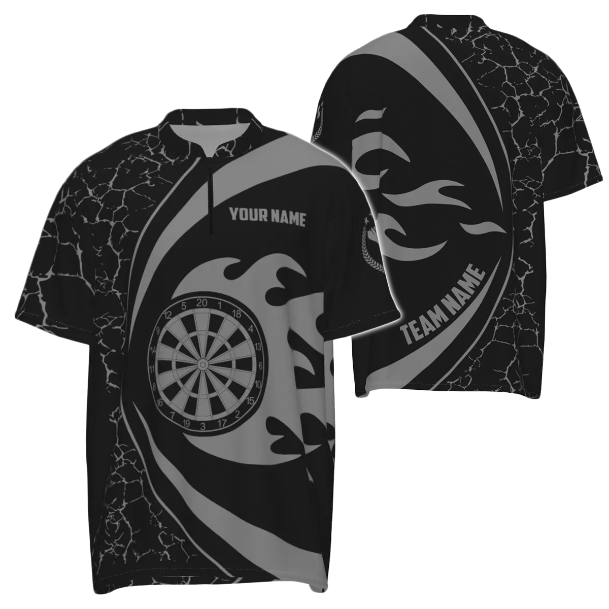 Heren Grijze Vuurvlammen Darts Poloshirt R500