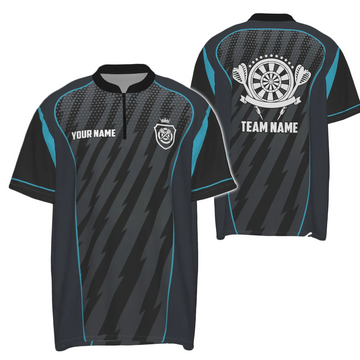 Heren Blauw Grijze Bliksem Darts 1/4 Zip Trui LDT0368 L206