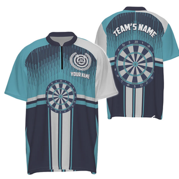 Witte Blauwe Darts Poloshirt voor Mannen K145