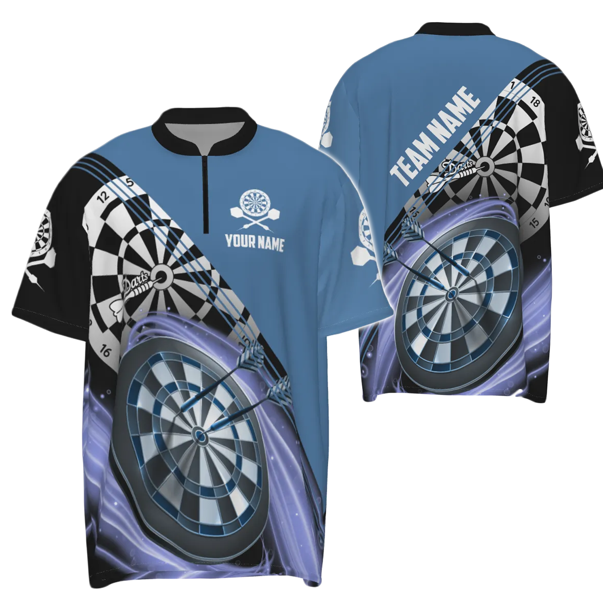 Op maat gemaakte Heren Blauwe Darts 1/4 Zip Trui U895 M759