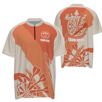 Persoonlijke Oranje Darts Quarter-Zip Trui voor Mannen y6174
