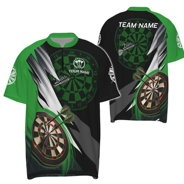 Groene Zwarte Darts Quarter-Zip Trui voor Mannen S608