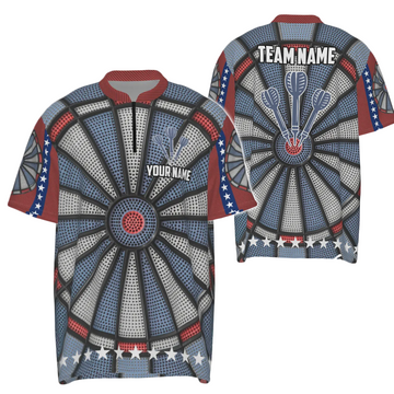 Heren Dartshirt met All-Over Print en 1/4 Rits J6738