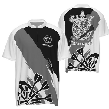 Heren Zwart-Wit Dart 1/4 Zip Trui Z874