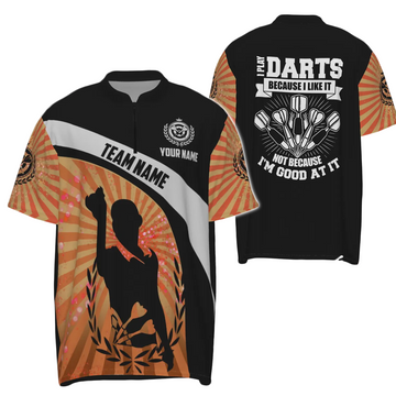 Heren Oranje Halo Darts Poloshirt met Rits O199