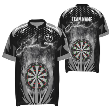 Zwarte Witte Donder Vlam Darts 1/4 Zip voor Mannen Q419