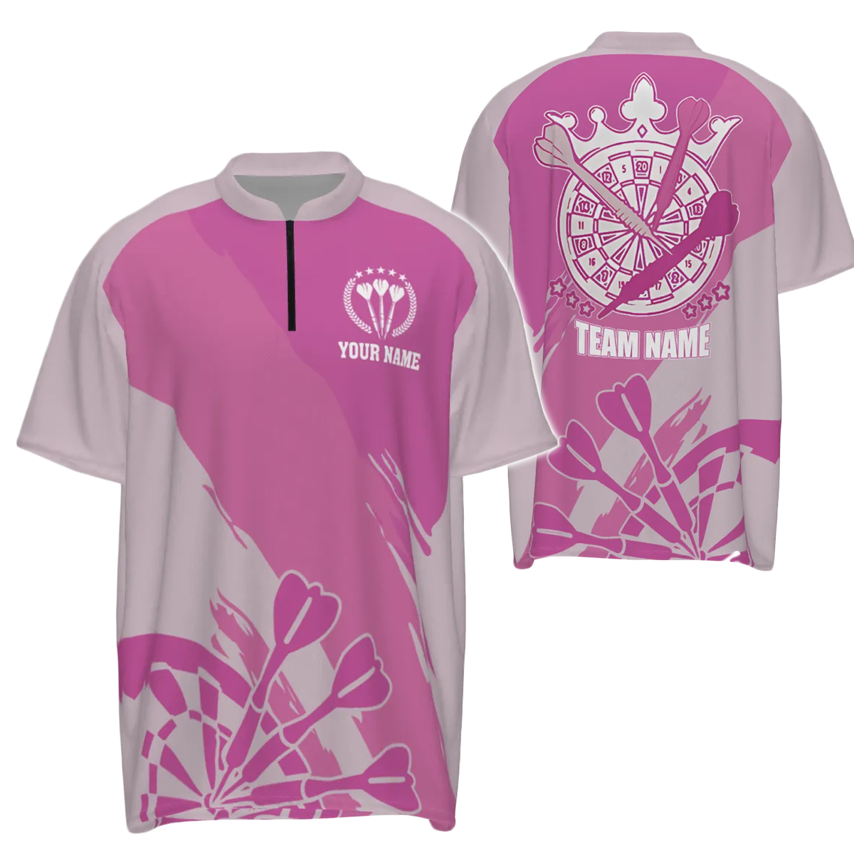 Heren Roze Dart 1/4 Zip Trui y6174