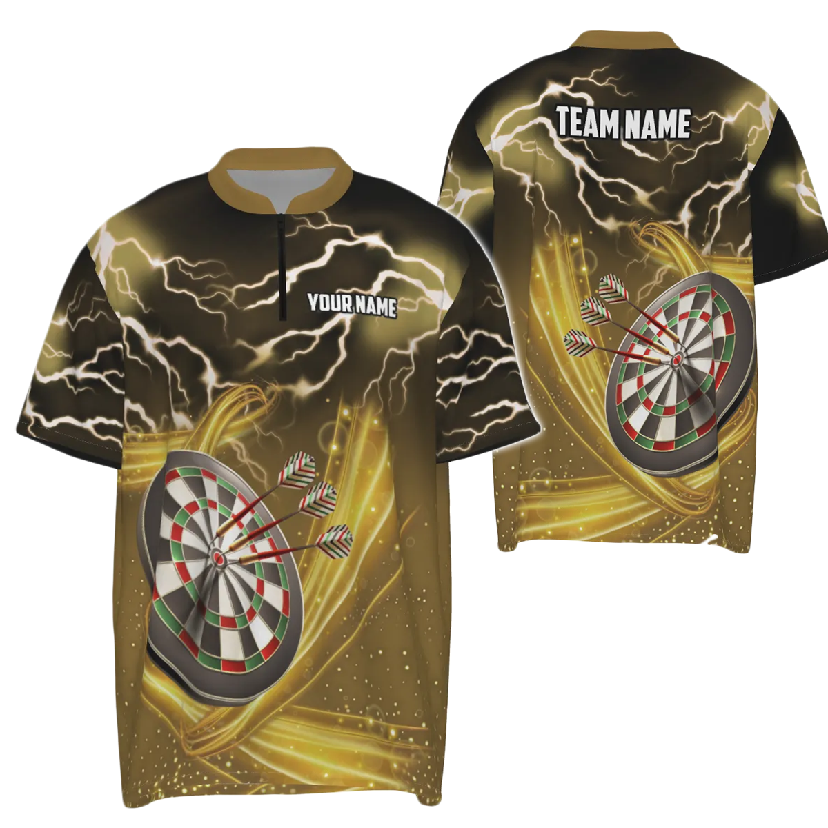 Heren Dartshirt met Bliksem en Donder - Geel E531