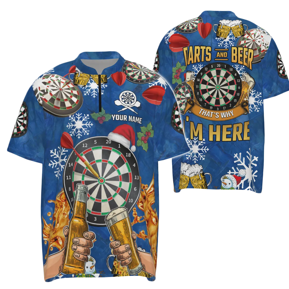 Heren Kerst Darts Poloshirt met Bier A617