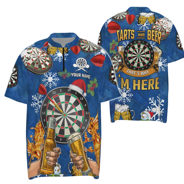 Heren Kerst Darts Poloshirt met Bier A617