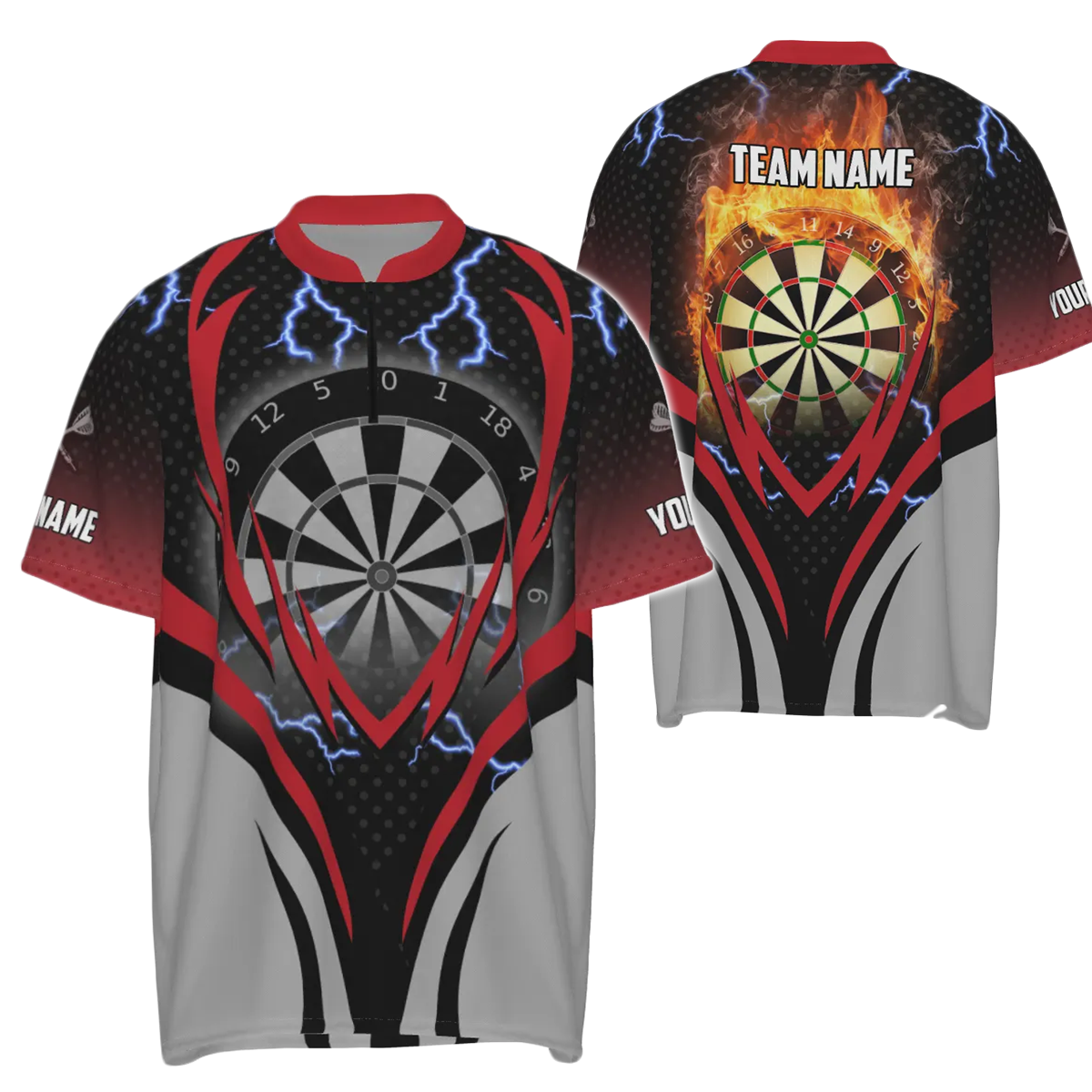 Heren Darts Trui met Bliksem Design - 1/4 Rits A590