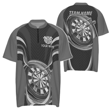 Heren Zwart Grijs Dart 1/4 Zip Trui D675