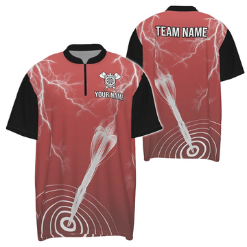 Heren Dartshirt met Bliksem en Donder - Rood/Zwart B858