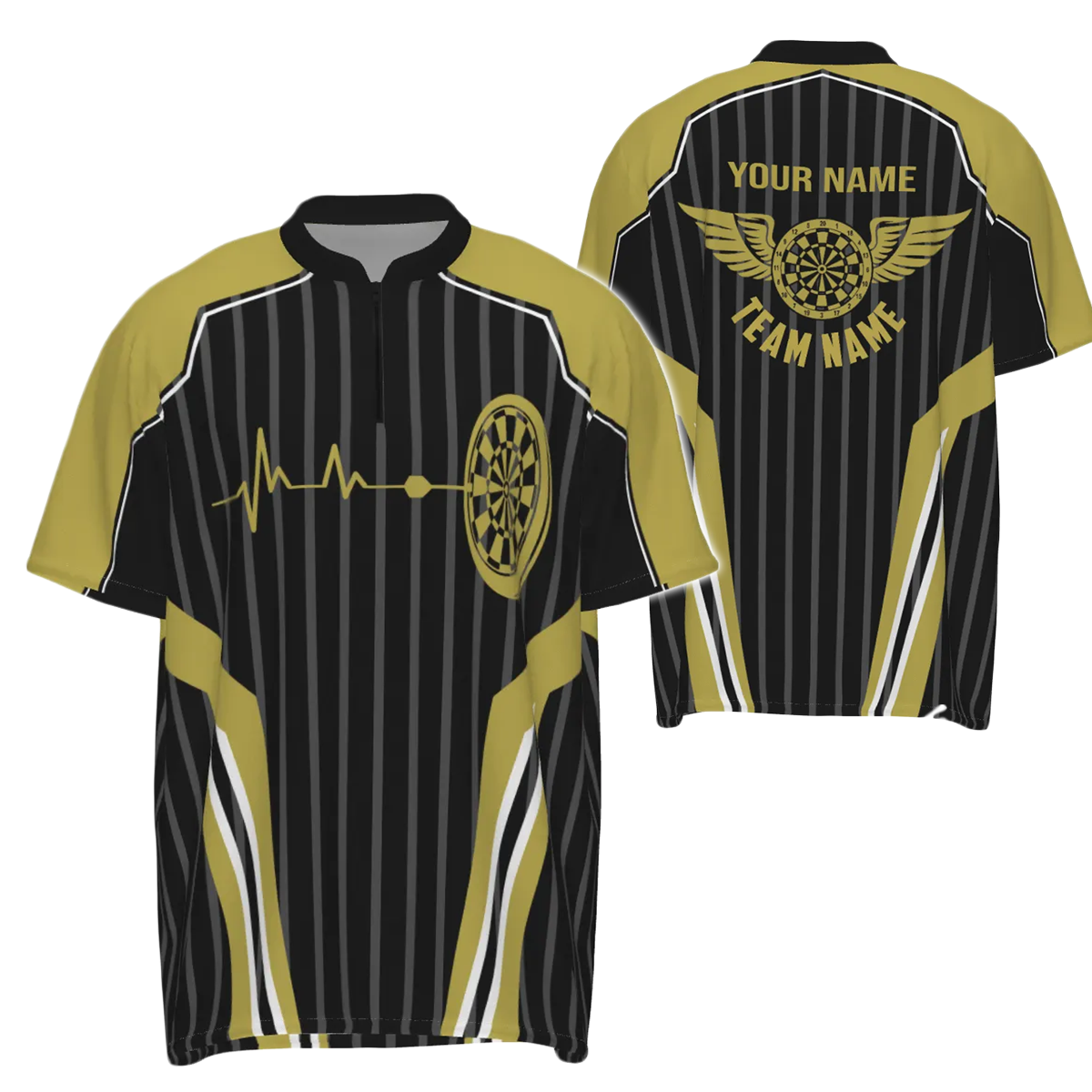 Heren Darts Jersey met Geel Hartslag - 1/4 Zip U735