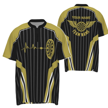 Heren Darts Jersey met Geel Hartslag - 1/4 Zip U735