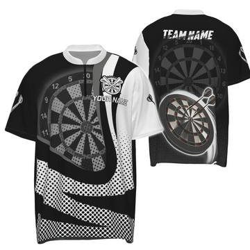Heren 3D Darts Trui met Korte Rits in Zwart en Wit LD x189