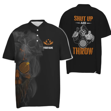 Heren Halloween Oranje Darts Polo met Skull Y415